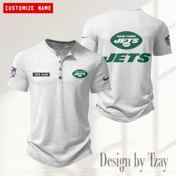 New York Jets Men's Button Henley Collar T-Shirt New Fashion 2025 SPTMBHCTS025 - Image 2