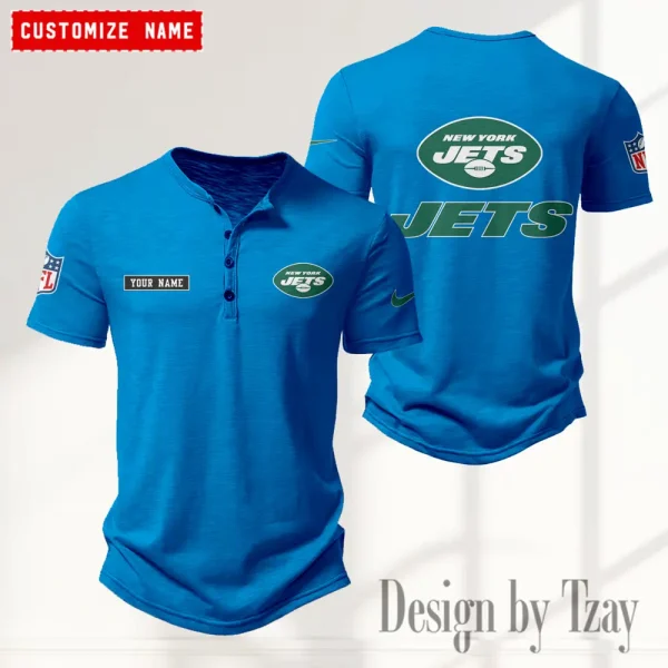 New York Jets Men's Button Henley Collar T-Shirt New Fashion 2025 SPTMBHCTS025 - Image 3