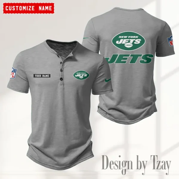 New York Jets Men's Button Henley Collar T-Shirt New Fashion 2025 SPTMBHCTS025 - Image 4