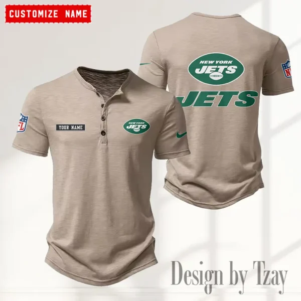 New York Jets Men's Button Henley Collar T-Shirt New Fashion 2025 SPTMBHCTS025 - Image 5