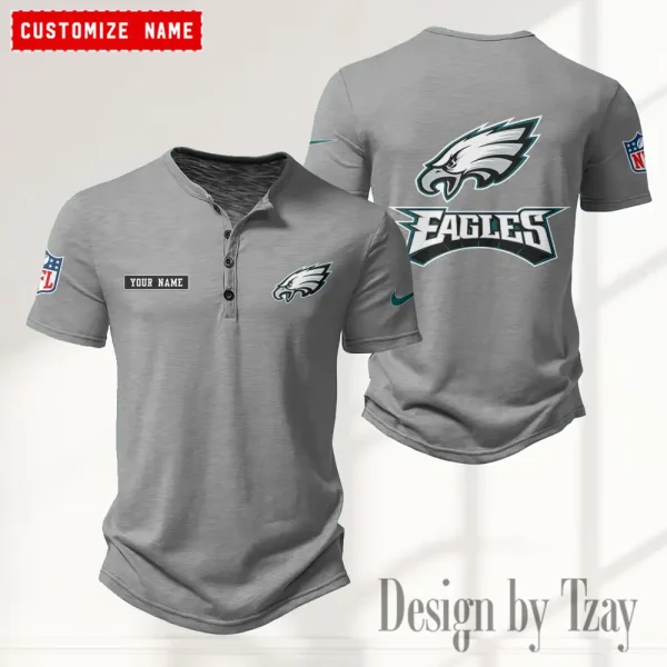 Philadelphia Eagles Men's Button Henley Collar T-Shirt New Fashion 2025 SPTMBHCTS026