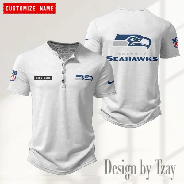 Seattle Seahawks Men's Button Henley Collar T-Shirt New Fashion 2025 SPTMBHCTS029 - Image 4