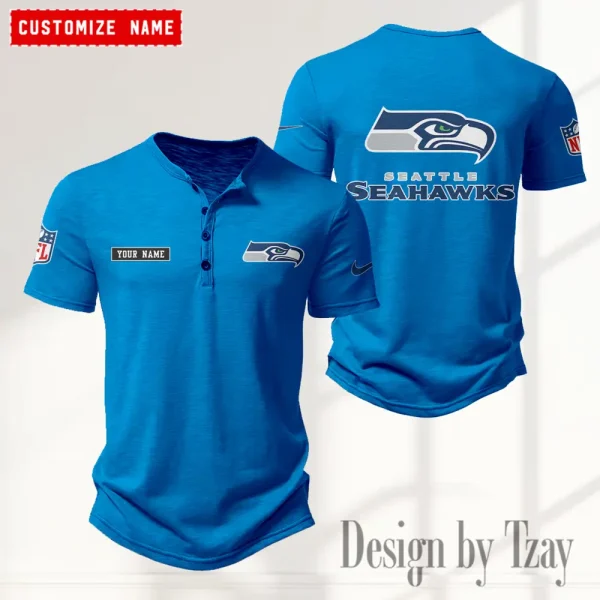 Seattle Seahawks Men's Button Henley Collar T-Shirt New Fashion 2025 SPTMBHCTS029 - Image 5