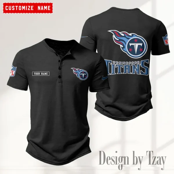 Tennessee Titans Men's Button Henley Collar T-Shirt New Fashion 2025 SPTMBHCTS031 - Image 2
