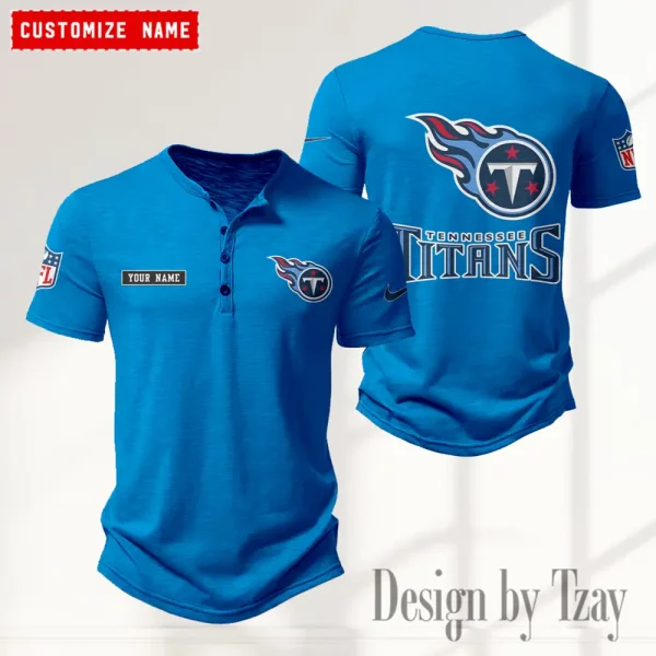 Tennessee Titans Men's Button Henley Collar T-Shirt New Fashion 2025 SPTMBHCTS031