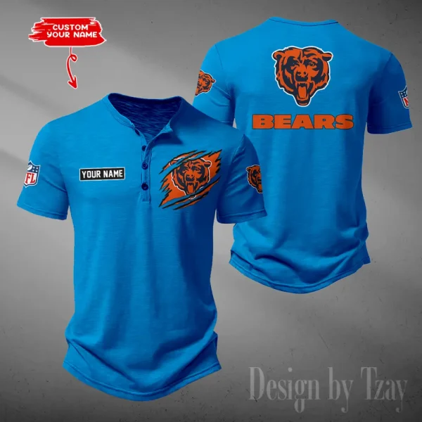 Chicago Bears Men's Button Henley Collar T-Shirt New Fashion 2025 SPTMBHCTS041