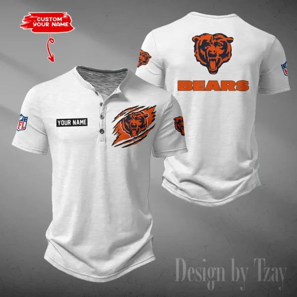 Chicago Bears Men's Button Henley Collar T-Shirt New Fashion 2025 SPTMBHCTS041 - Image 4