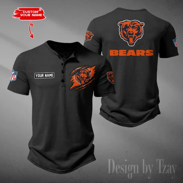 Chicago Bears Men's Button Henley Collar T-Shirt New Fashion 2025 SPTMBHCTS041 - Image 5