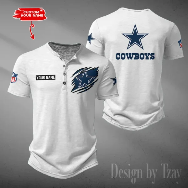 Dallas Cowboys Men's Button Henley Collar T-Shirt New Fashion 2025 SPTMBHCTS044