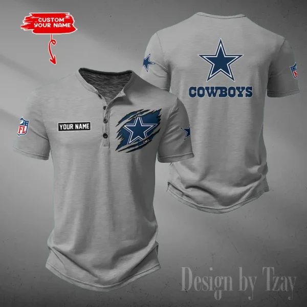 Dallas Cowboys Men's Button Henley Collar T-Shirt New Fashion 2025 SPTMBHCTS044 - Image 2