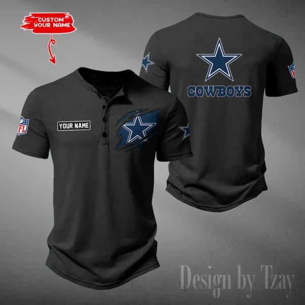 Dallas Cowboys Men's Button Henley Collar T-Shirt New Fashion 2025 SPTMBHCTS044 - Image 4