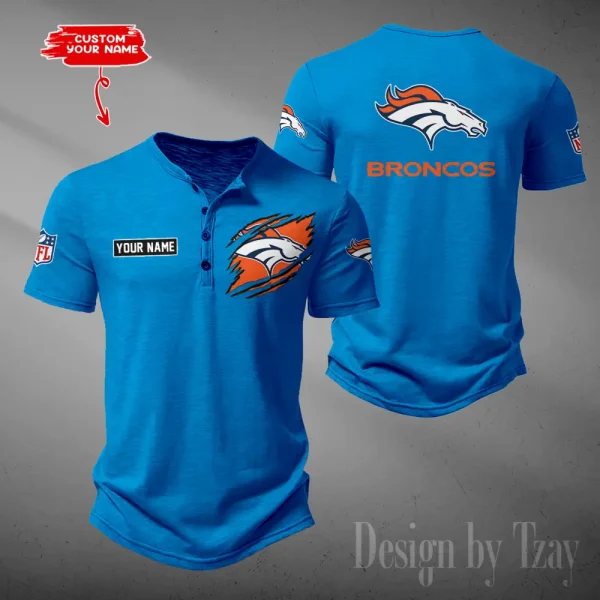 Denver Broncos Men's Button Henley Collar T-Shirt New Fashion 2025 SPTMBHCTS045