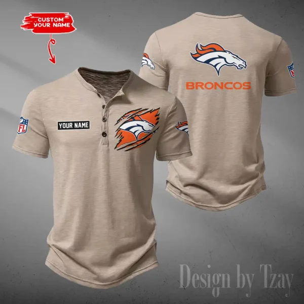 Denver Broncos Men's Button Henley Collar T-Shirt New Fashion 2025 SPTMBHCTS045 - Image 2