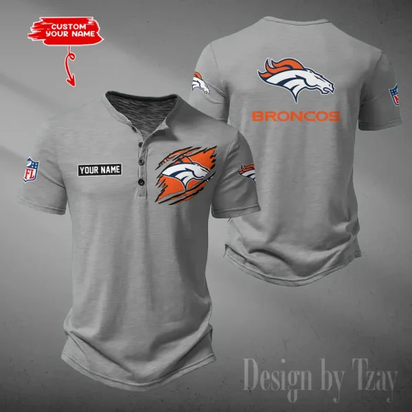 Denver Broncos Men's Button Henley Collar T-Shirt New Fashion 2025 SPTMBHCTS045 - Image 3