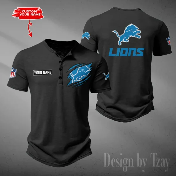 Detroit Lions Men's Button Henley Collar T-Shirt New Fashion 2025 SPTMBHCTS046 - Image 4