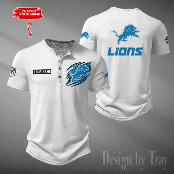 Detroit Lions Men's Button Henley Collar T-Shirt New Fashion 2025 SPTMBHCTS046 - Image 5