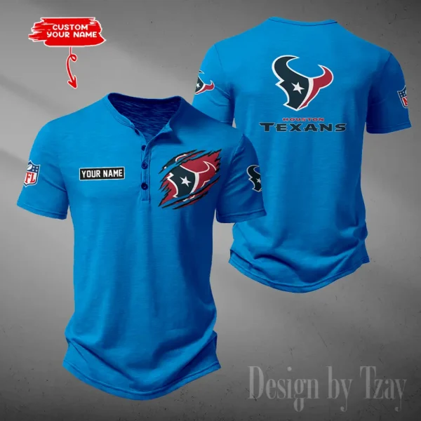 Houston Texans Men's Button Henley Collar T-Shirt New Fashion 2025 SPTMBHCTS048
