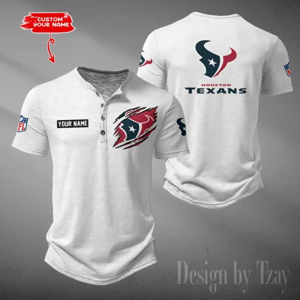 Houston Texans Men's Button Henley Collar T-Shirt New Fashion 2025 SPTMBHCTS048 - Image 4