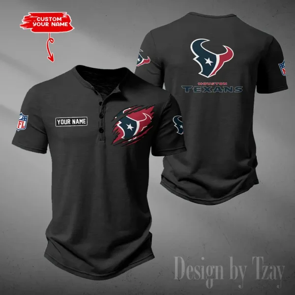 Houston Texans Men's Button Henley Collar T-Shirt New Fashion 2025 SPTMBHCTS048 - Image 5