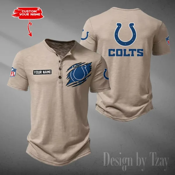 Indianapolis Colts Men's Button Henley Collar T-Shirt New Fashion 2025 SPTMBHCTS049 - Image 2