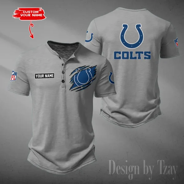 Indianapolis Colts Men's Button Henley Collar T-Shirt New Fashion 2025 SPTMBHCTS049 - Image 3