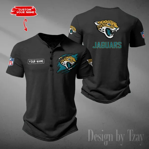Jacksonville Jaguars Men's Button Henley Collar T-Shirt New Fashion 2025 SPTMBHCTS050 - Image 5