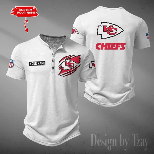 Kansas City Chiefs Men's Button Henley Collar T-Shirt New Fashion 2025 SPTMBHCTS051 - Image 4