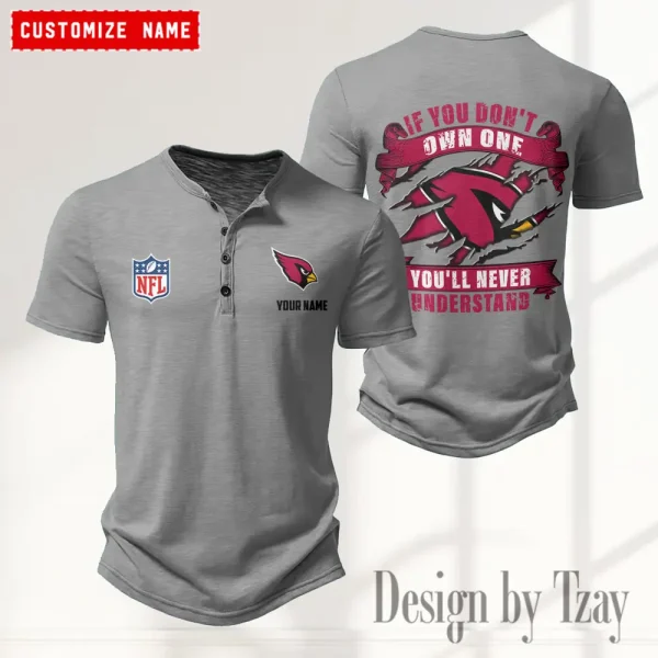 Arizona Cardinals Men's Button Henley Collar T-Shirt New Fashion 2025 SPTMBHCTS065