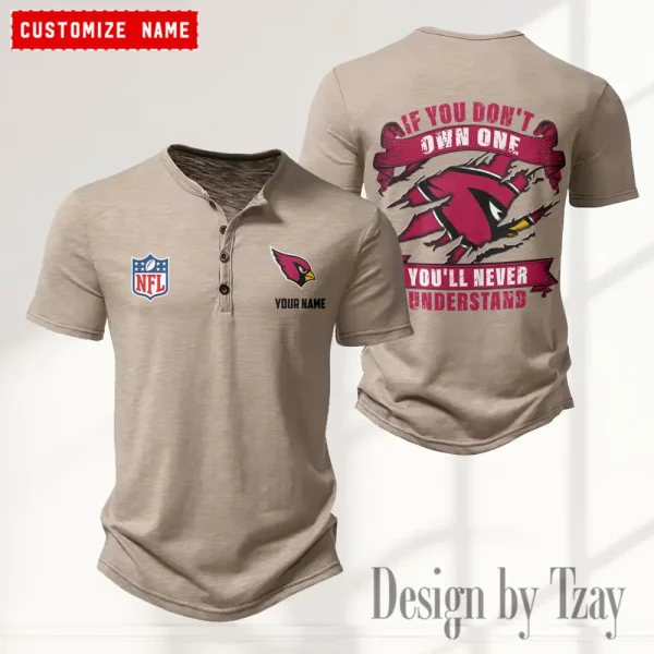 Arizona Cardinals Men's Button Henley Collar T-Shirt New Fashion 2025 SPTMBHCTS065 - Image 4
