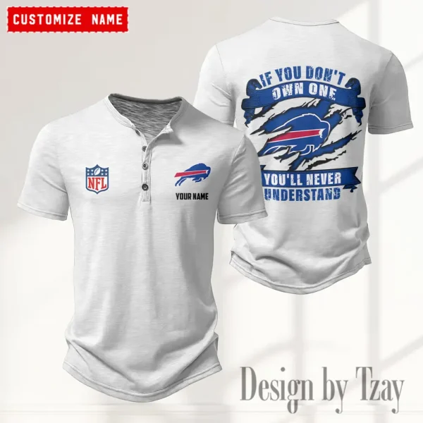 Buffalo Bills Men's Button Henley Collar T-Shirt New Fashion 2025 SPTMBHCTS068 - Image 3