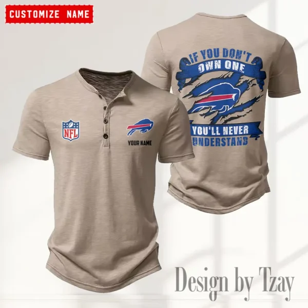 Buffalo Bills Men's Button Henley Collar T-Shirt New Fashion 2025 SPTMBHCTS068 - Image 5