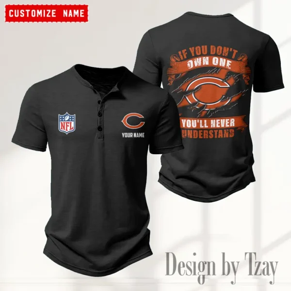 Chicago Bears Men's Button Henley Collar T-Shirt New Fashion 2025 SPTMBHCTS070