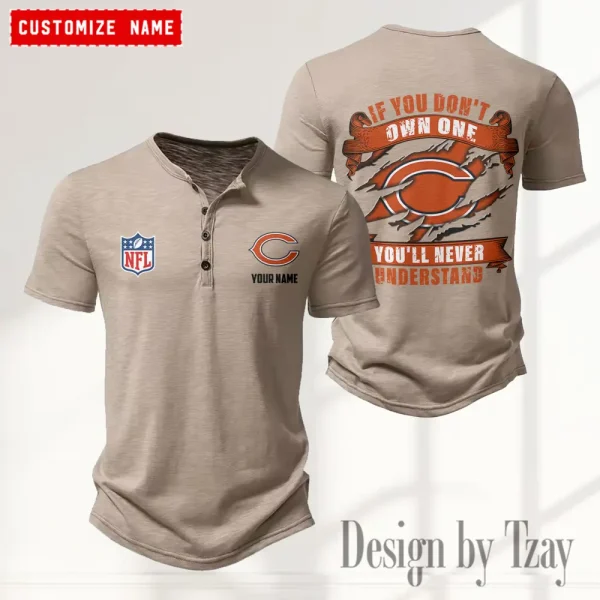 Chicago Bears Men's Button Henley Collar T-Shirt New Fashion 2025 SPTMBHCTS070 - Image 5