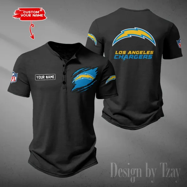 Los Angeles Chargers Men's Button Henley Collar T-Shirt New Fashion 2025 SPTMBHCTS053 - Image 5