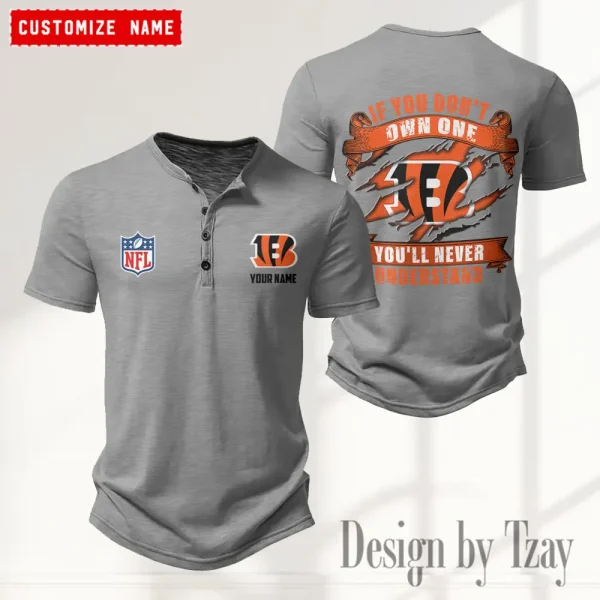 Cincinnati Bengals Men's Button Henley Collar T-Shirt New Fashion 2025 SPTMBHCTS071 - Image 5
