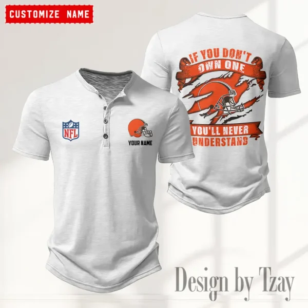 Cleveland Browns Men's Button Henley Collar T-Shirt New Fashion 2025 SPTMBHCTS072