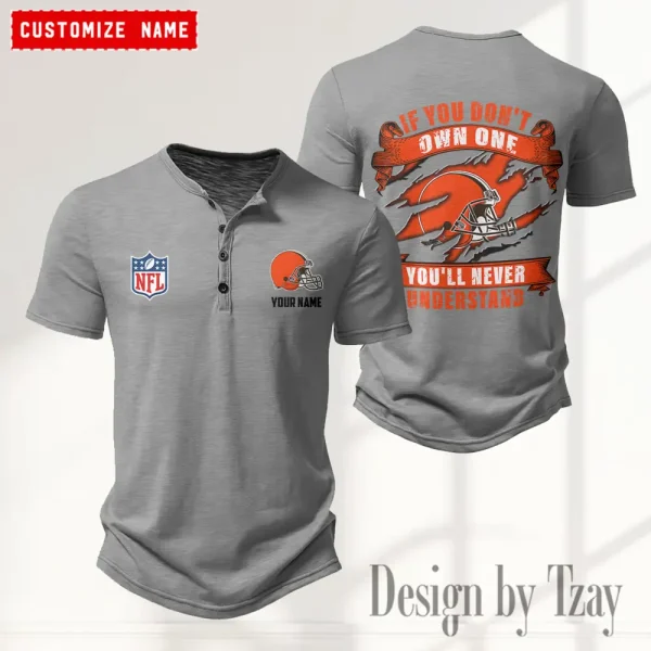 Cleveland Browns Men's Button Henley Collar T-Shirt New Fashion 2025 SPTMBHCTS072 - Image 3