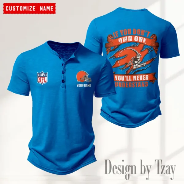 Cleveland Browns Men's Button Henley Collar T-Shirt New Fashion 2025 SPTMBHCTS072 - Image 4