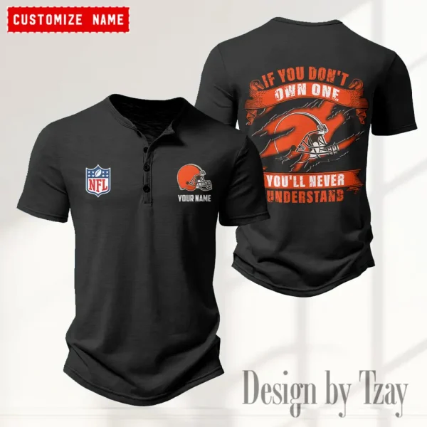 Cleveland Browns Men's Button Henley Collar T-Shirt New Fashion 2025 SPTMBHCTS072 - Image 5