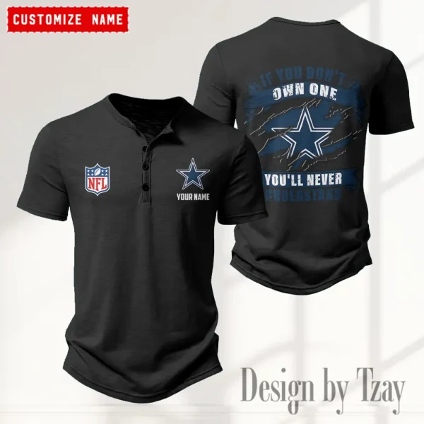 Dallas Cowboys Men's Button Henley Collar T-Shirt New Fashion 2025 SPTMBHCTS073 - Image 2