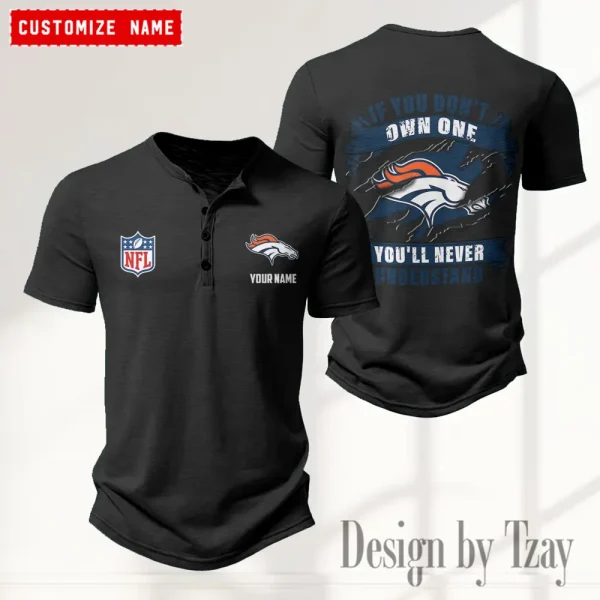 Denver Broncos Men's Button Henley Collar T-Shirt New Fashion 2025 SPTMBHCTS074 - Image 2