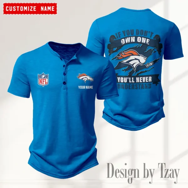 Denver Broncos Men's Button Henley Collar T-Shirt New Fashion 2025 SPTMBHCTS074 - Image 3