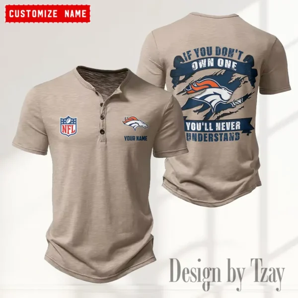 Denver Broncos Men's Button Henley Collar T-Shirt New Fashion 2025 SPTMBHCTS074