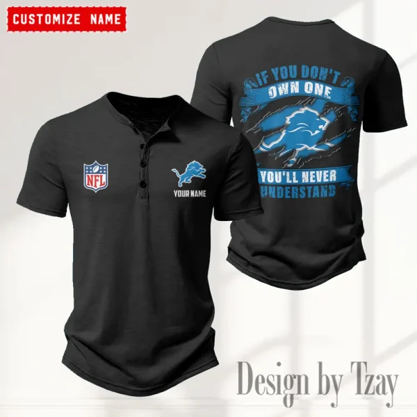 Detroit Lions Men's Button Henley Collar T-Shirt New Fashion 2025 SPTMBHCTS075 - Image 3