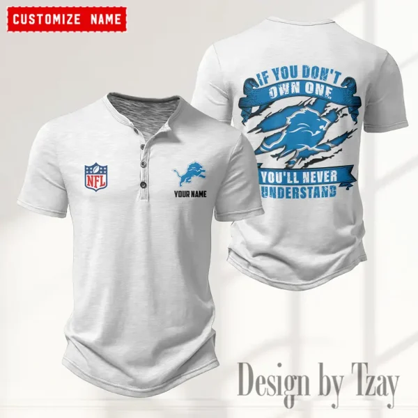 Detroit Lions Men's Button Henley Collar T-Shirt New Fashion 2025 SPTMBHCTS075 - Image 4