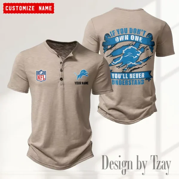 Detroit Lions Men's Button Henley Collar T-Shirt New Fashion 2025 SPTMBHCTS075 - Image 5
