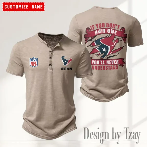 Houston Texans Men's Button Henley Collar T-Shirt New Fashion 2025 SPTMBHCTS077