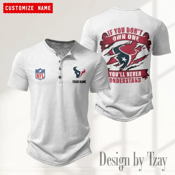 Houston Texans Men's Button Henley Collar T-Shirt New Fashion 2025 SPTMBHCTS077 - Image 2