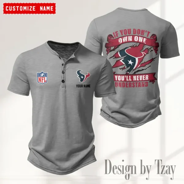 Houston Texans Men's Button Henley Collar T-Shirt New Fashion 2025 SPTMBHCTS077 - Image 3