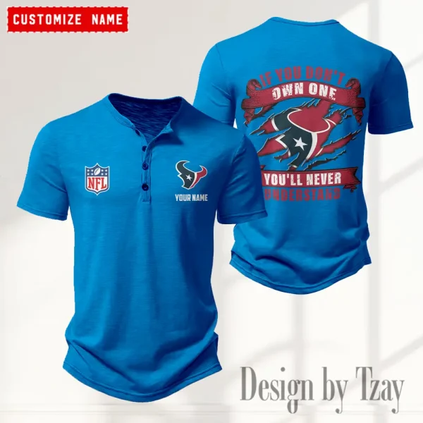 Houston Texans Men's Button Henley Collar T-Shirt New Fashion 2025 SPTMBHCTS077 - Image 5